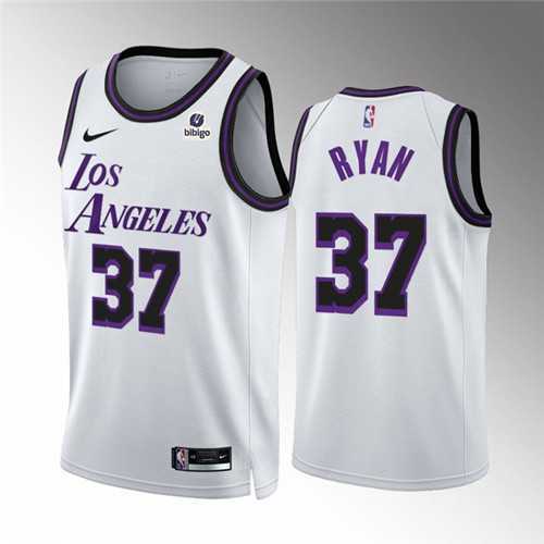 Mens Los Angeles Lakers #37 Matt Ryan White City Edition Stitched Basketball Jersey Dzhi->los angeles lakers->NBA Jersey